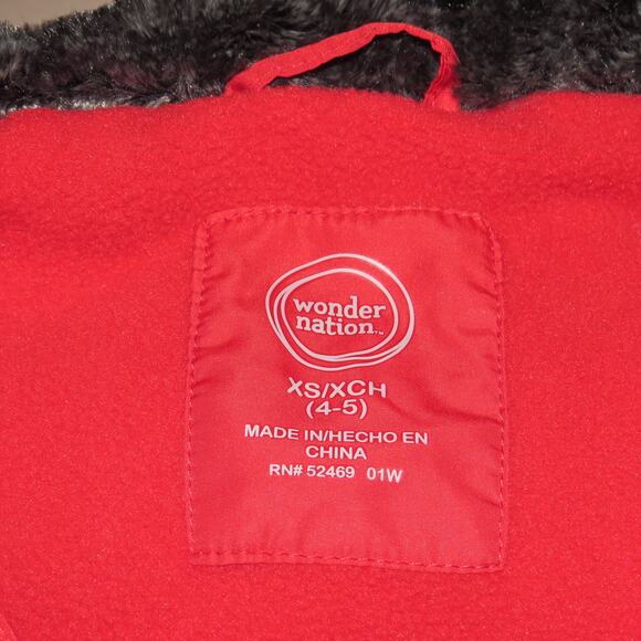 Wonder Nation Red and Black Boys Hooded Puffer Jacket - Picture 5 of 7